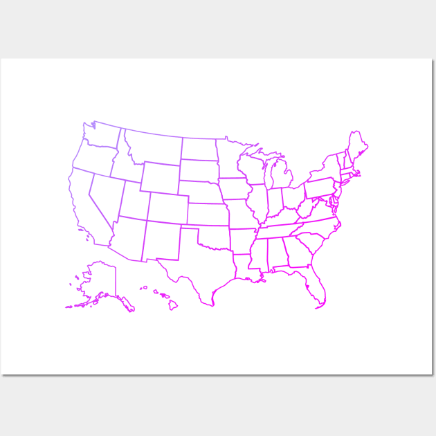 Colorful Gradient USA Map with State Outlines Wall Art by terrybain